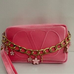 Valentino Mini Velvet Pouch with straps
